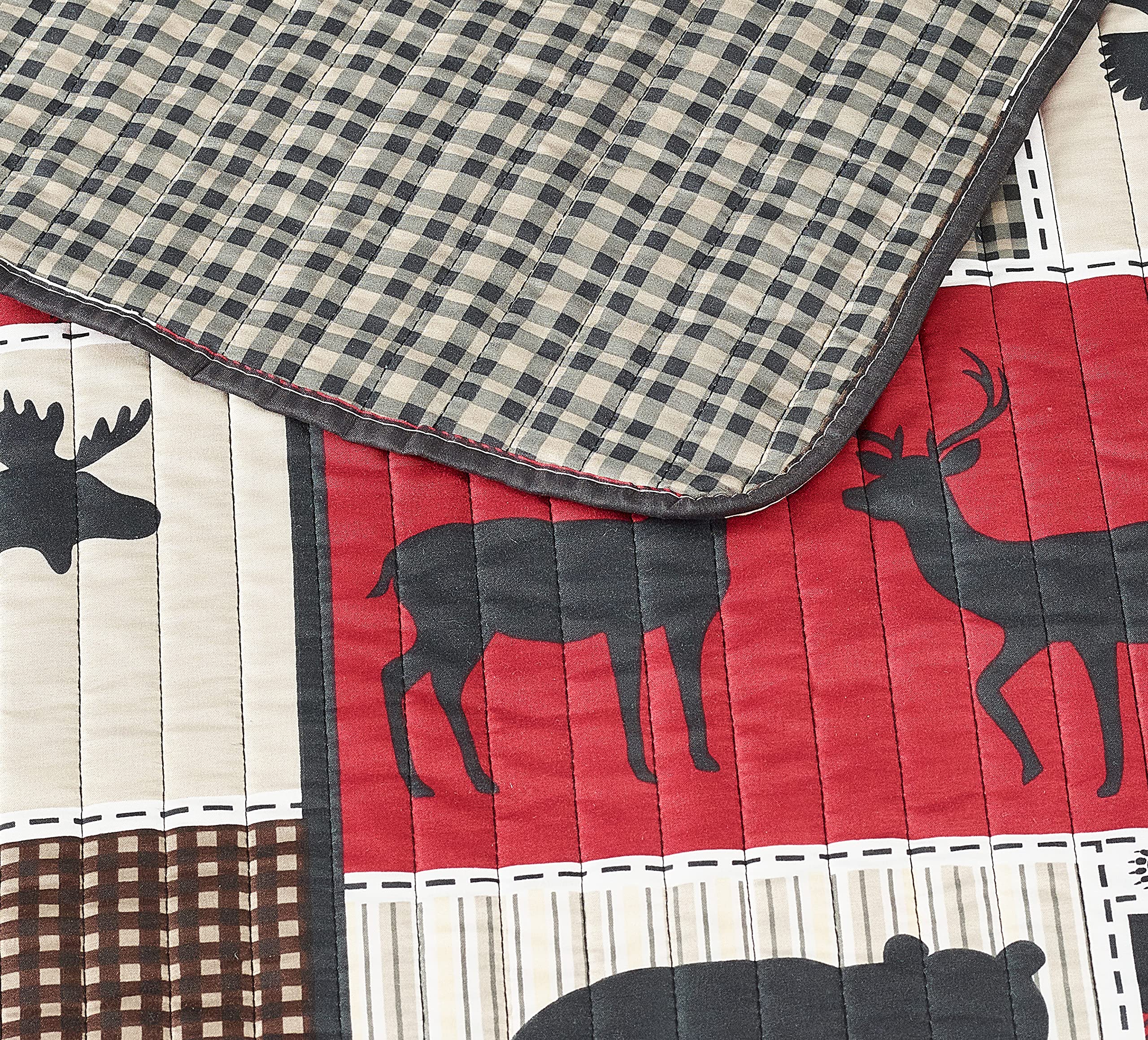 3 Piece Full/Queen Cabin Quilt Bedding Set - Lodge Life - Rustic Country Reversible