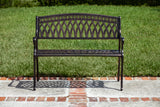 62441 Simone Cast Aluminum Patio Bench Heavy Duty Rust Free Metal Construction