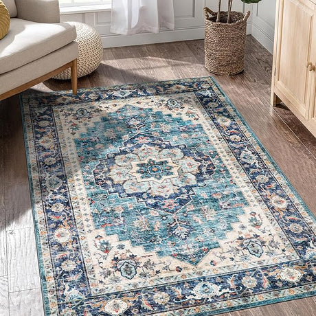 Machine Washable Rug 8x10 Area Rugs for Living Room Large Boho Bedroom Vintage