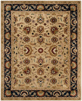 English Manor Area Rug 8x10 - Sage & Navy Handmade Wool Traditional Design