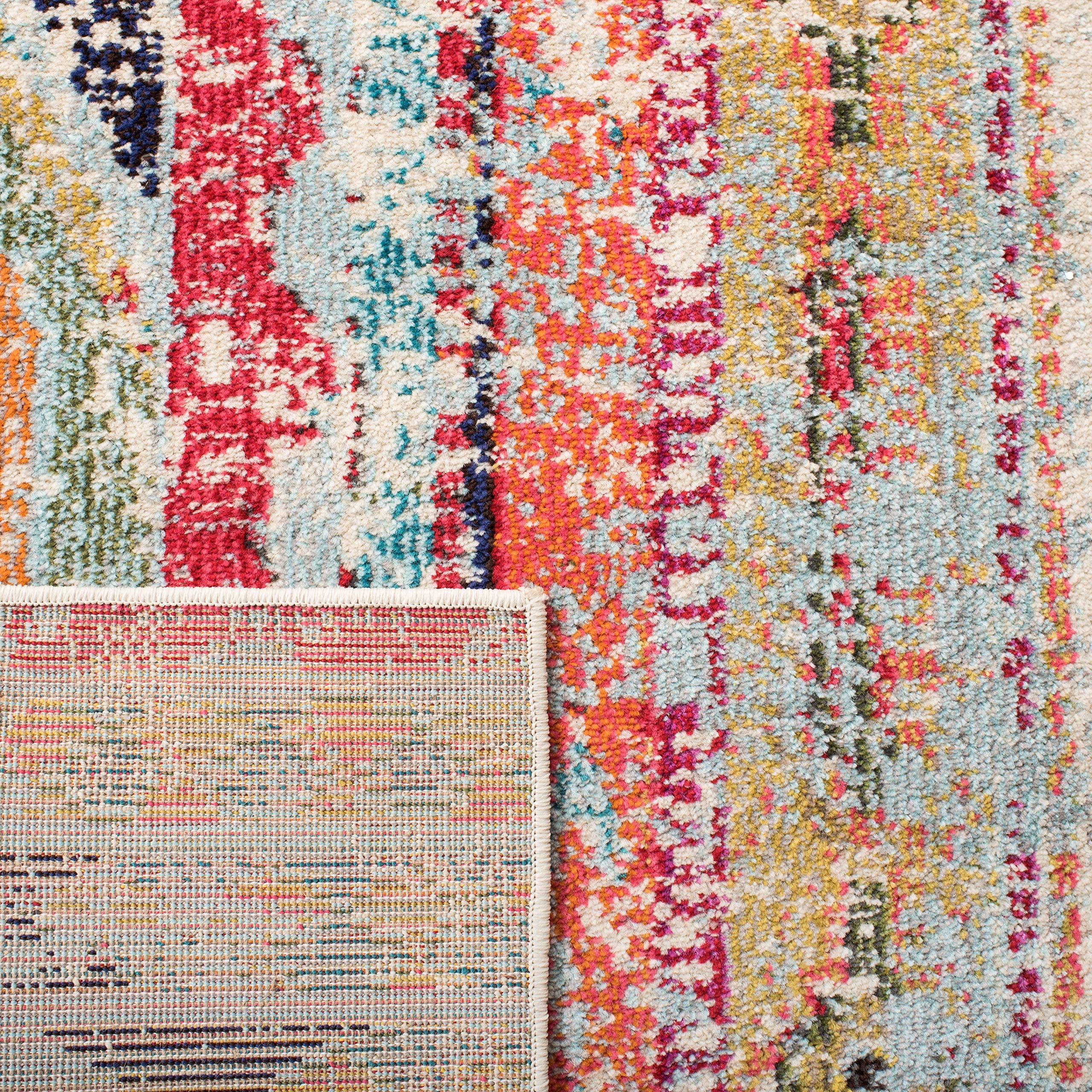 SAFAVIEH Madison Collection Area Rug - 10' x 14', Blue & Orange, Boho Chic Tribal Distressed Design, Non-Shedding & Easy Care, Ideal for High Traffic Areas in Living Room, Bedroom (MAD422F)