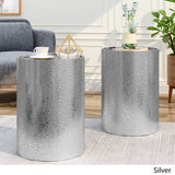 Kaylee Modern Round Hammered Iron Accent Table