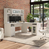 Cabot L Shaped Computer Desk with Hutch and Storage, 72W, White