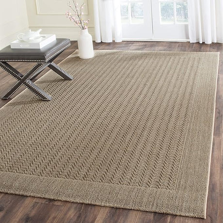 Palm Beach Collection Area Rug - 8' x 11', Silver, Sisal & Jute Design, Ideal for High Traffic