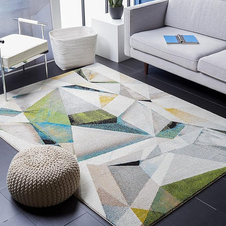 Porcello Collection Area Rug - 8' x 10', Orange & Red, Modern Abstract Design