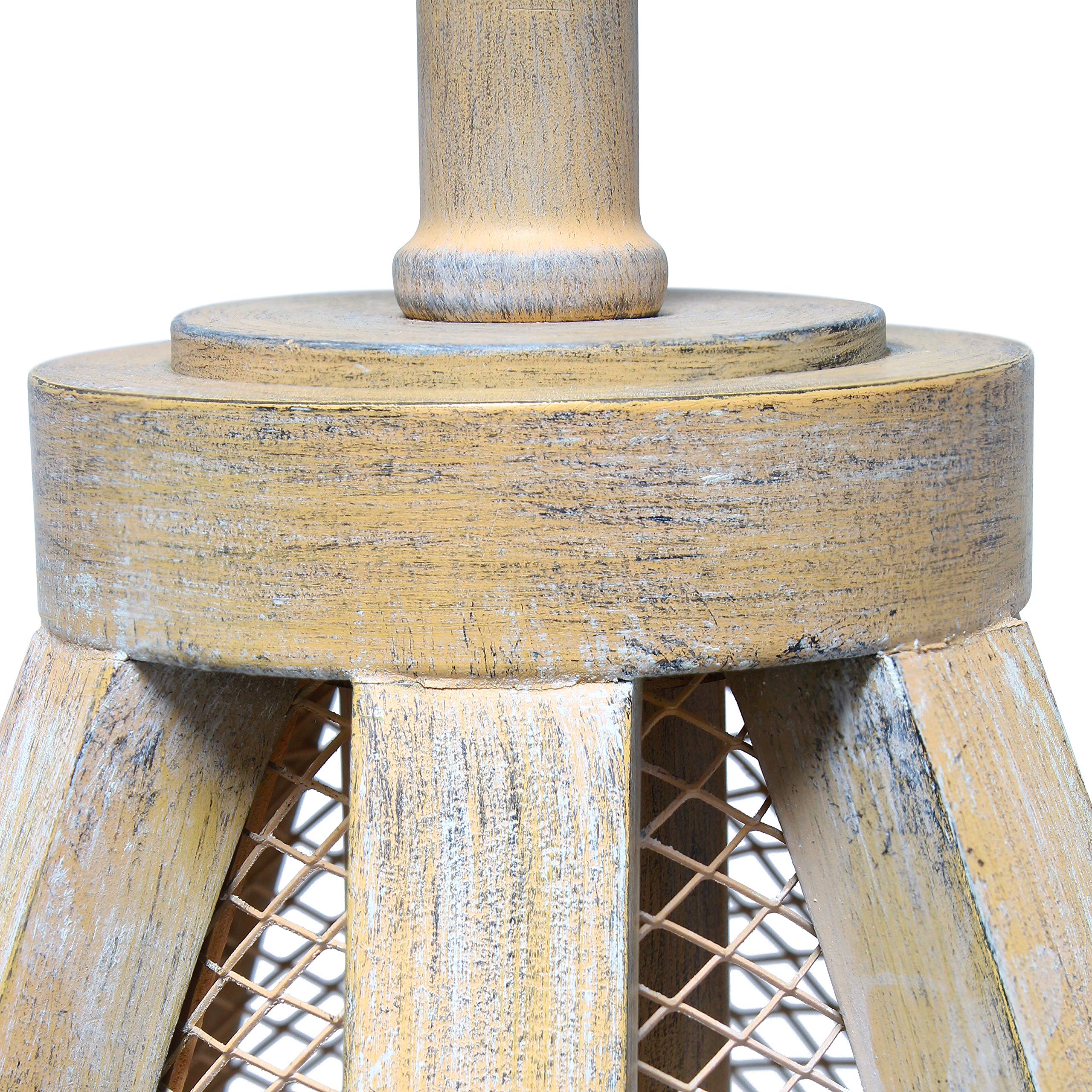 Elegant Designs LT3309-NWD Vintage Farmhouse Wood and Netted 2 Light Table Lamp, Natural Wood