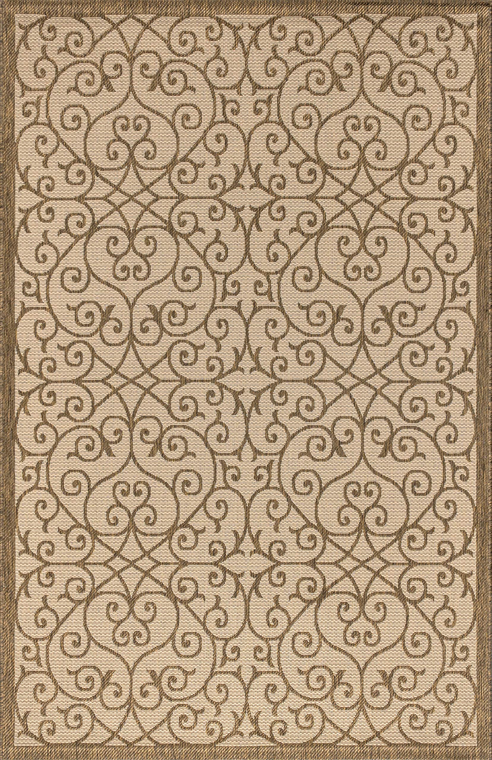 SMB107B-8 Madrid Vintage Filigree Textured Weave Indoor/Outdoor Beige/Brown 8 ft. x 10