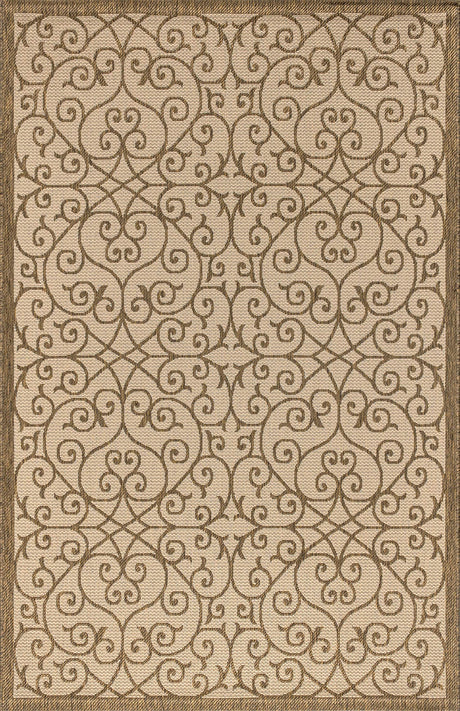 SMB107B-8 Madrid Vintage Filigree Textured Weave Indoor/Outdoor Beige/Brown 8 ft. x 10