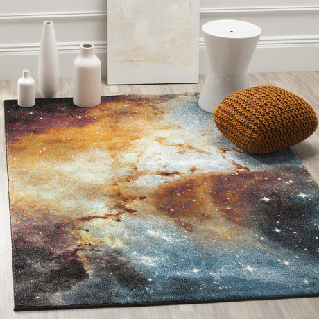 Galaxy Collection 4' x 6' Orange / Multi GAL109D Abstract Non-Shedding