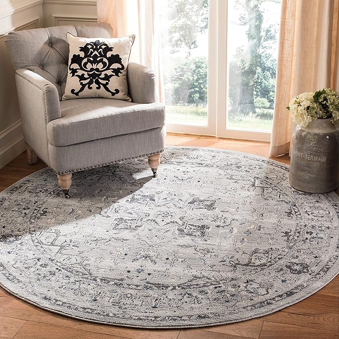Charleston Collection 6'7" Square Red / Ivory CHL411Q Oriental Distressed Non
