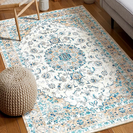 Machine Washable Rug 8x10 Area Rugs for Living Room Large Boho Bedroom Vintage