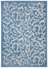 SAFAVIEH Courtyard Collection Accent Rug - 4' x 5'7", Blue & Naturaloor & Washable-Ideal for Patio