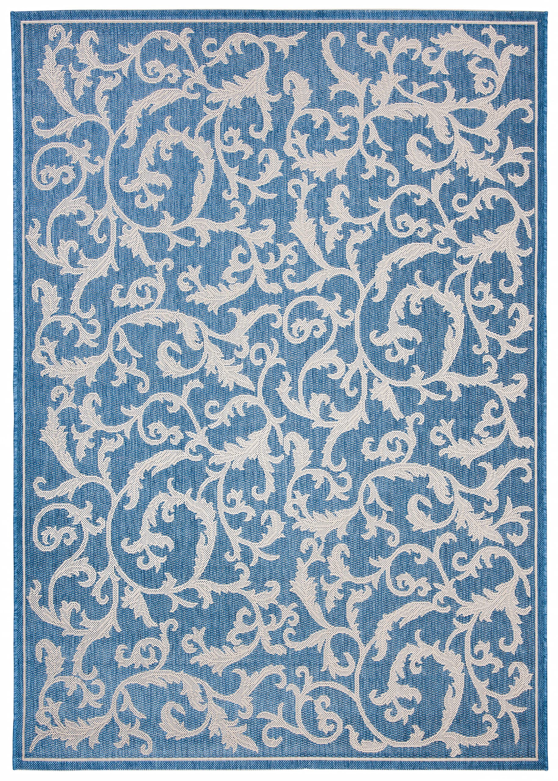 SAFAVIEH Courtyard Collection Accent Rug - 4' x 5'7", Blue & Naturaloor & Washable-Ideal for Patio