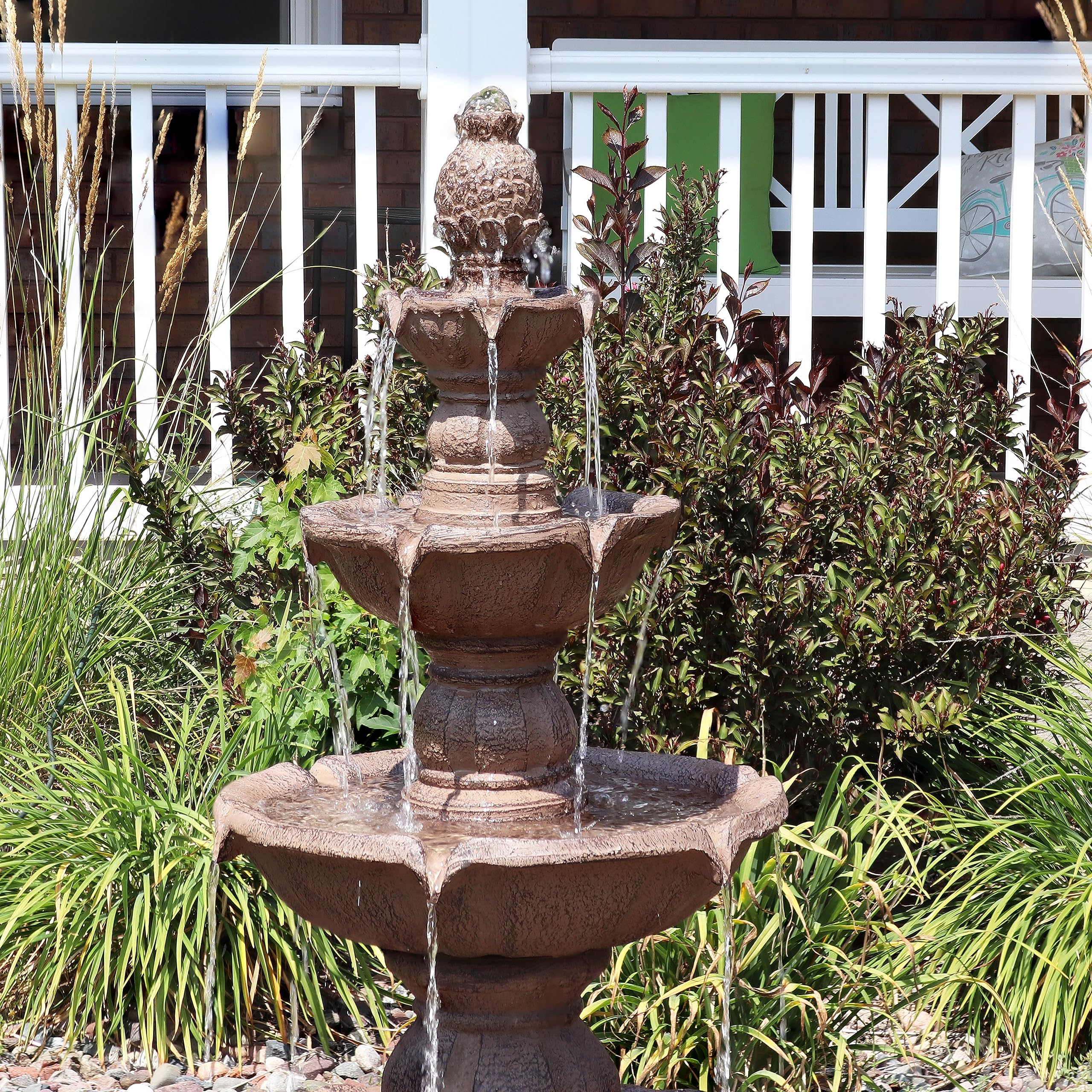 52-Inch 4-Tier Outdoor Water Fountain - Tall Outdoor Fountain for Garden, Patio or Yard