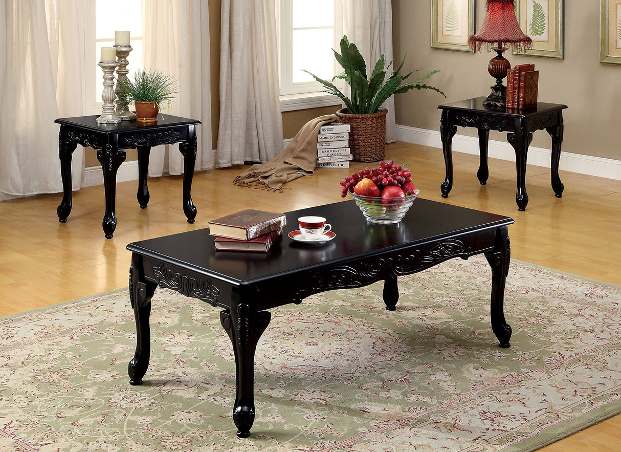 Furniture of America 3 Piece Chesapeake Table Set, Black