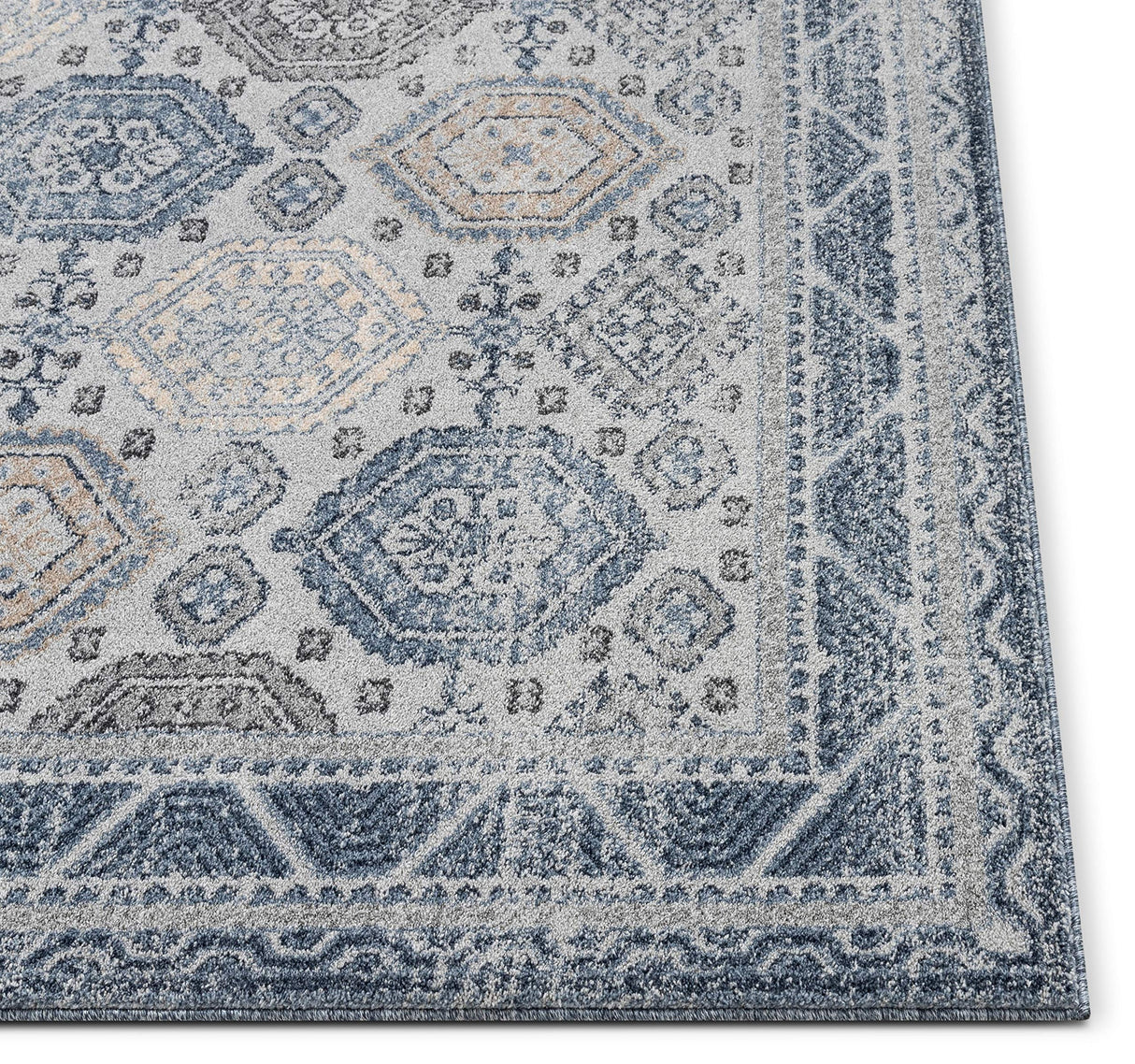 Well Woven Omaha Abigail Blue Vintage Global Panel Cream 5'3" x 7'3" Area Rug