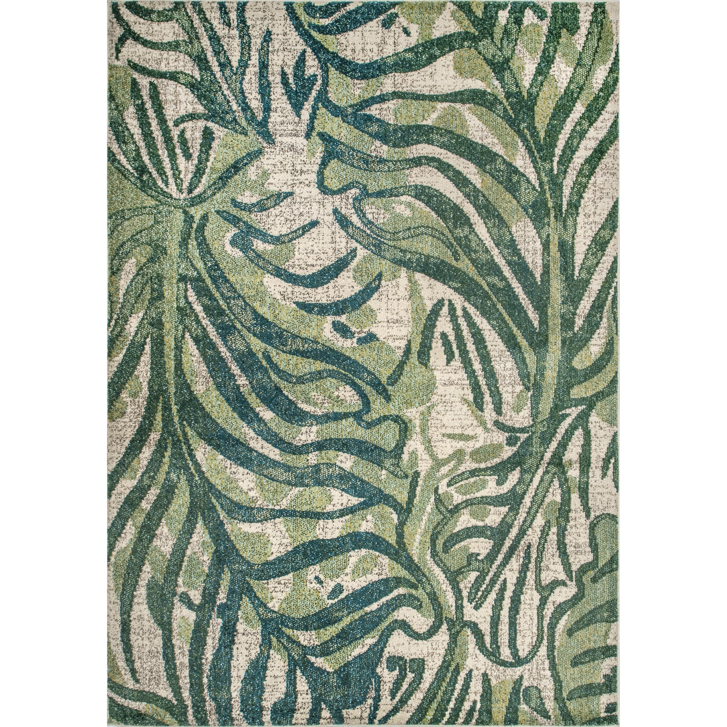 Cali Abstract Leaves Area Rug 10x14 Green