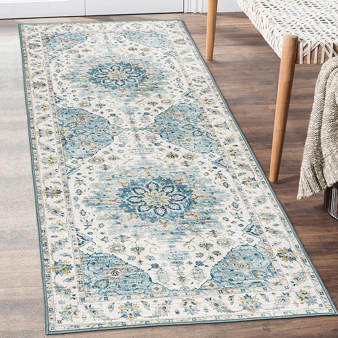 Machine Washable Area Rug Runner - Living Room Bedroom Bathroom Kitchen Entryway