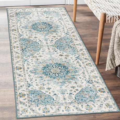 Machine Washable Area Rug Runner - Living Room Bedroom Bathroom Kitchen Entryway