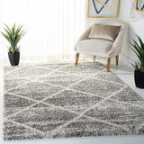 S Hudson Shag Collection Area Rug - 8' x 10', Ivory & Beige, Modern Trellis Design