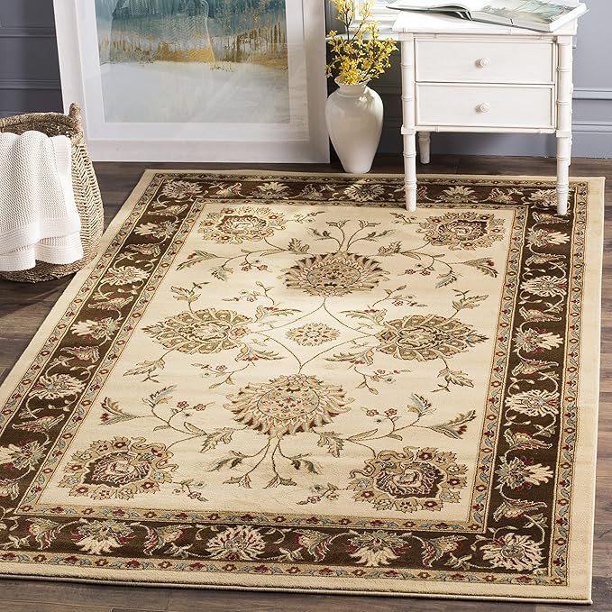 Lyndhurst Collection Area Rug - 8' x 11', Green & Ivory, Traditional Oriental Design,