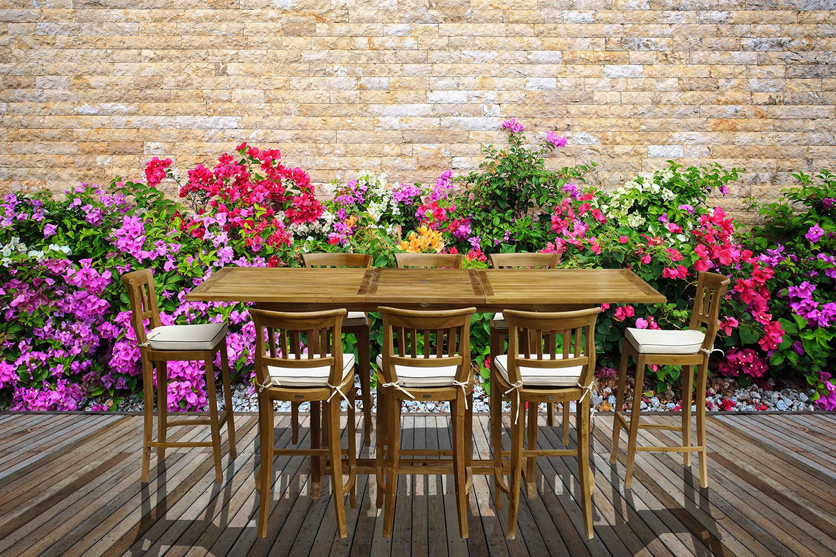 Rectangular Outdoor Patio Extension Bar Height Dining Table