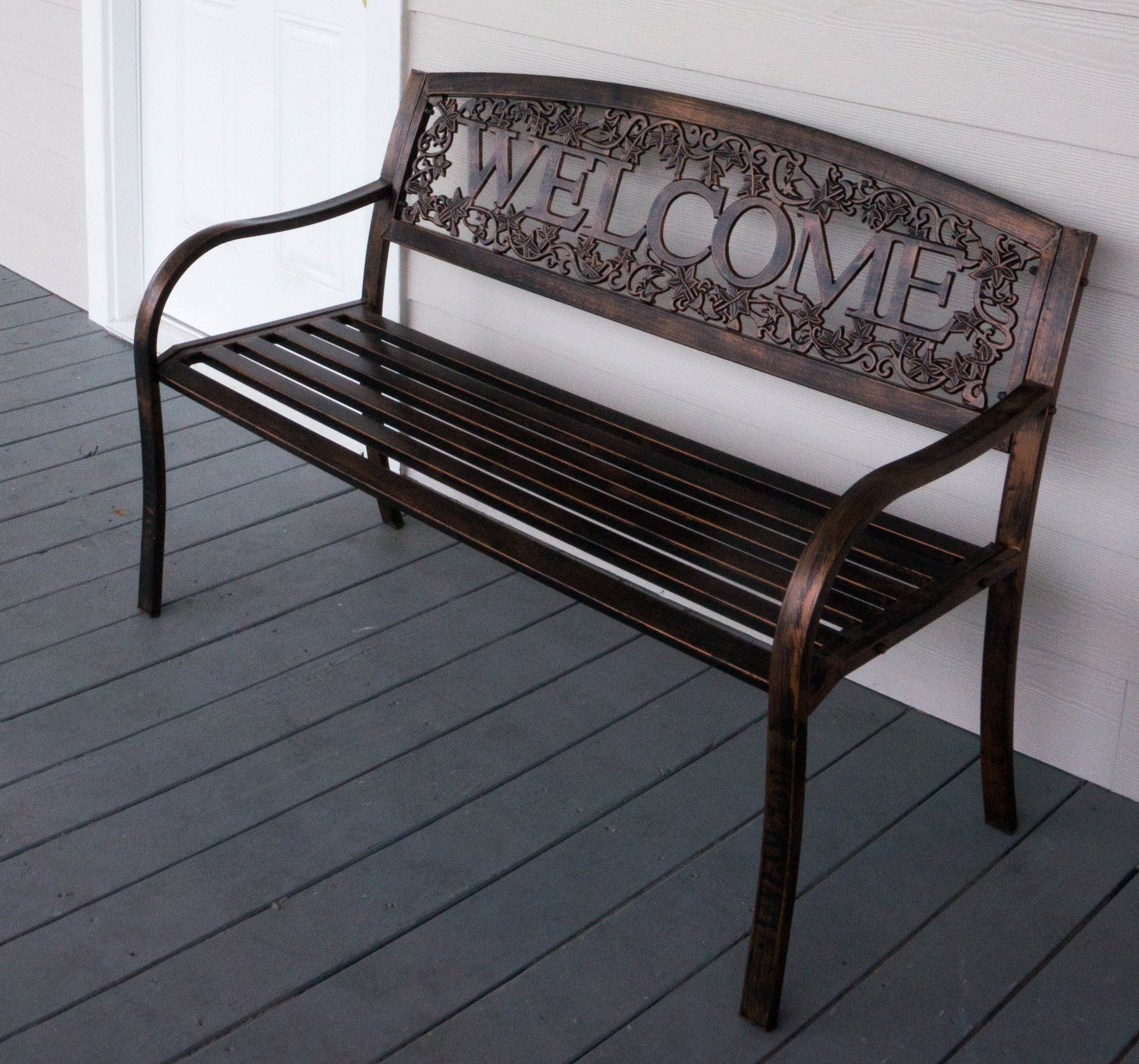 Metal Welcome Outdoor Bench