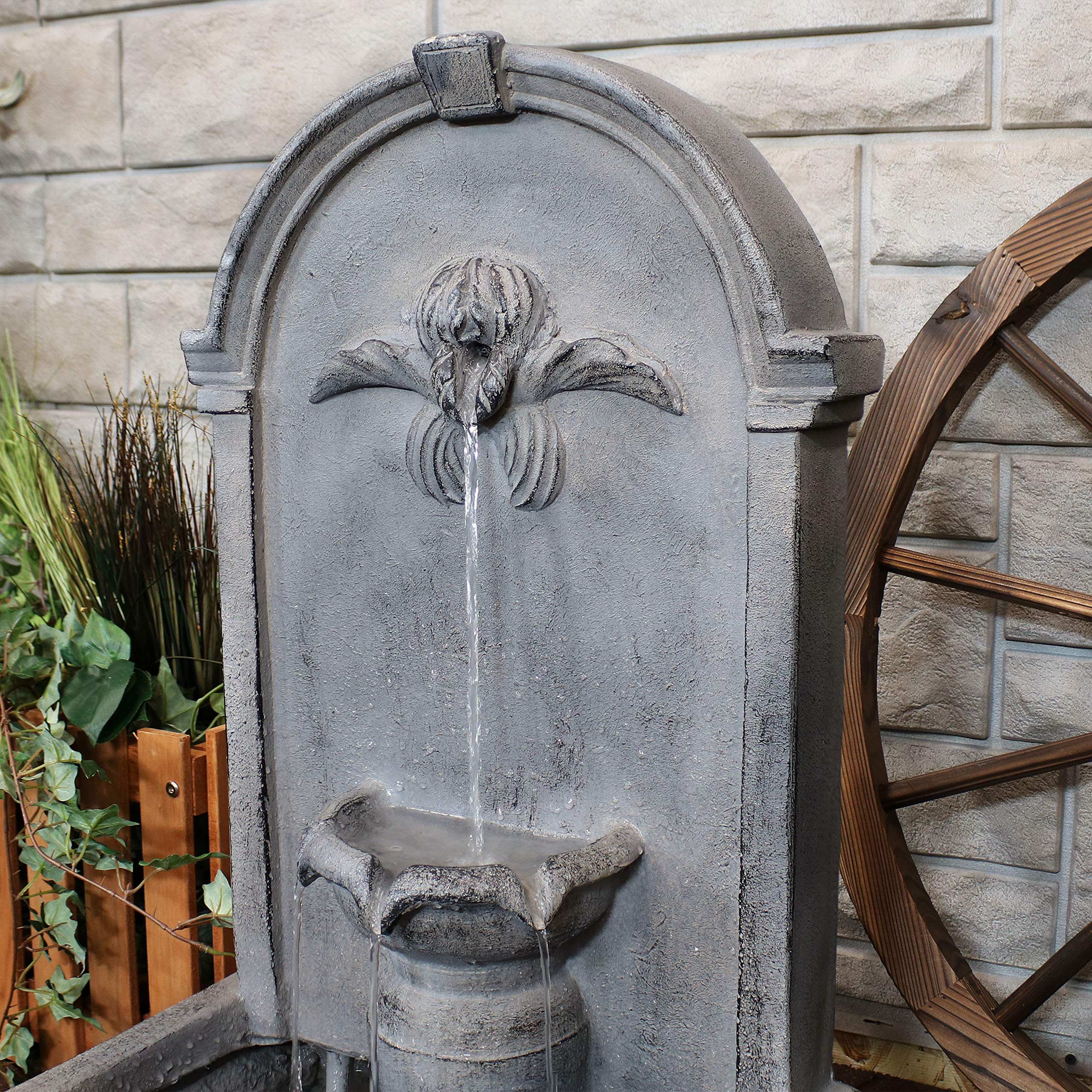 28-Inch Outdoor French-Inspired Flat Back Water Fountain - Glass Fiber Reinforced