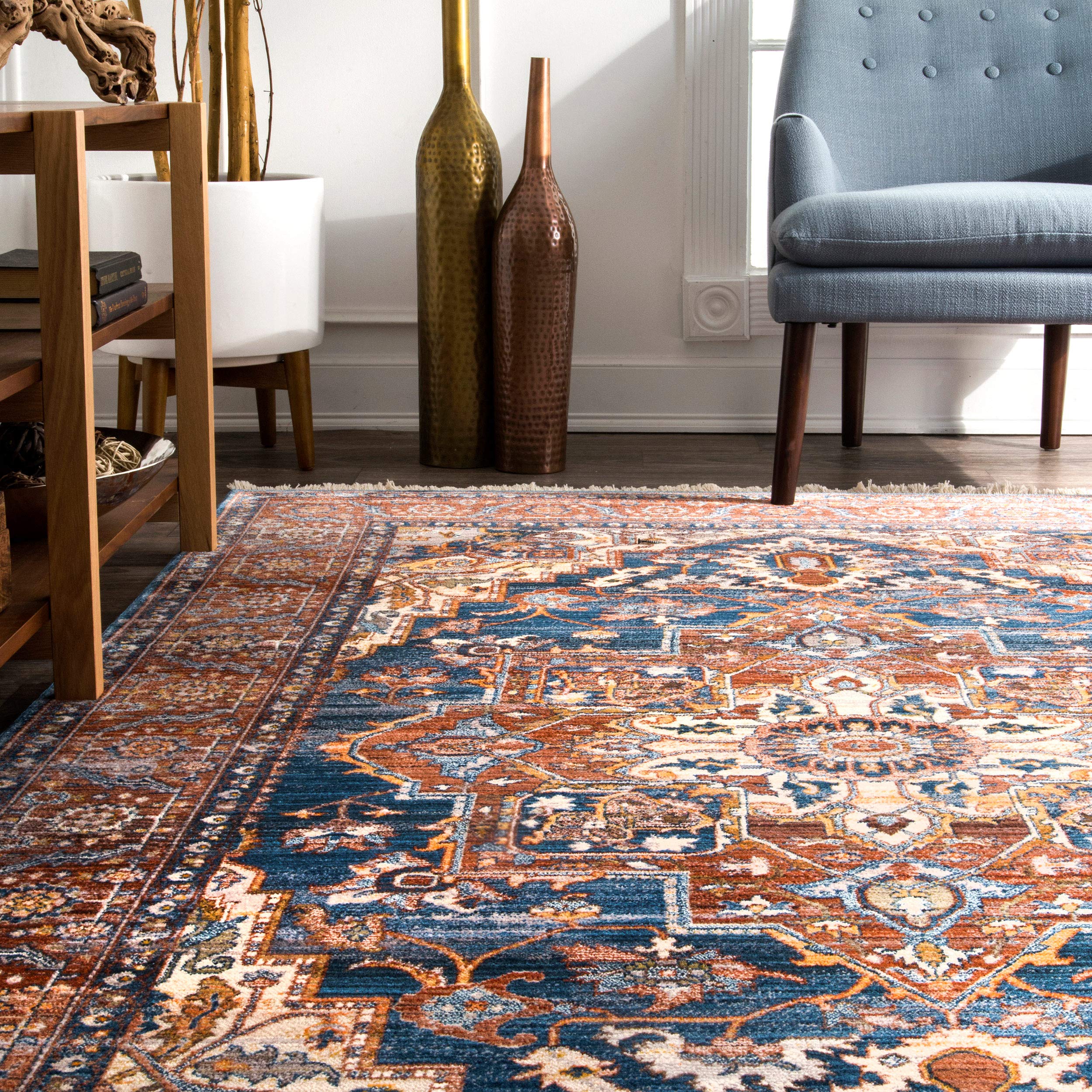 Jullian Vintage Floral Area Rug , 3' x 5', Rust, Rectangular