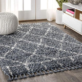 MCR101B-8 Mercer Shag Plush Tassel Moroccan Geometric Trellis Indoor Area-Rug