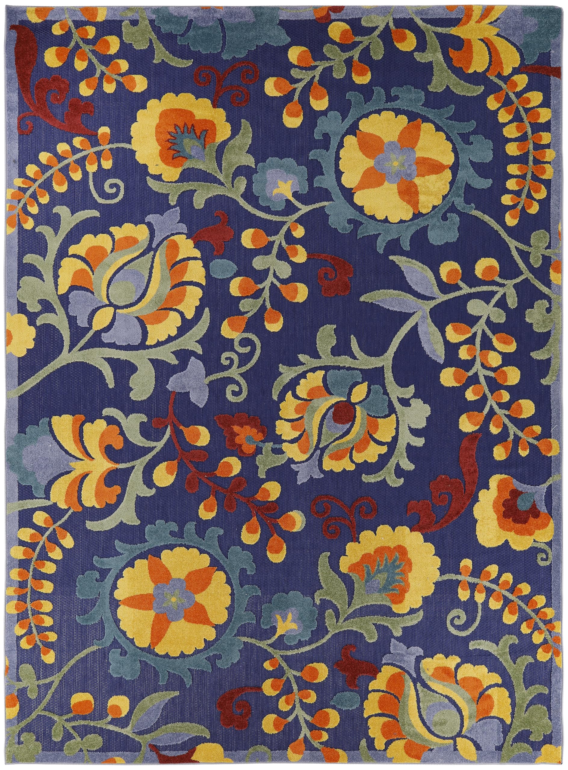 9' x 12' Navy Multicolor Fabric Outdoor Area Rug (9' x 12')