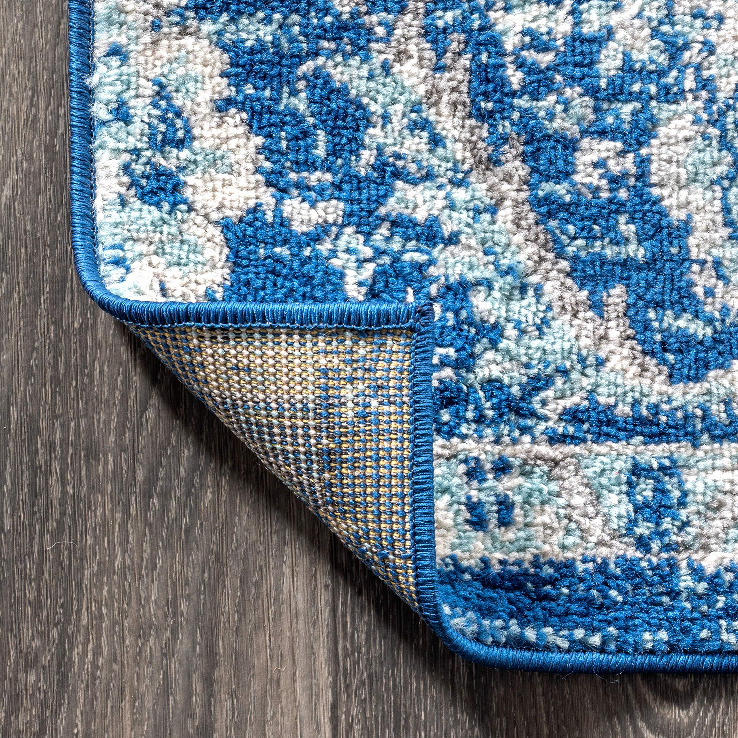 BMF106B-8 Bohemian FLAIR Boho Vintage Medallion Cream/Blue 8 ft. x 10 ft. Area Rug