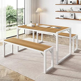 3-Piece Dining Table Set for 4-6, Heavy Duty Kitchen with Metal Frame and Wood Board