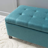 Mission Fabric Storage Ottoman, Dark Teal Dimensions: 19.25”D x 50.75”W x 16.25”H