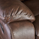 304566 Teresa Classic Tufted Leather Swivel Recliner, Dark Brown/Black