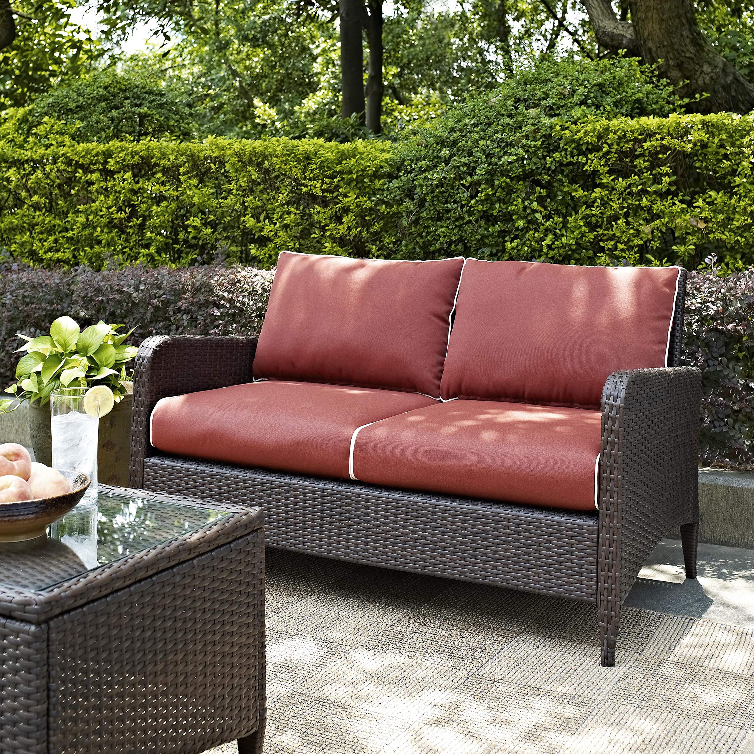 Outdoor Wicker Loveseat in Sangria