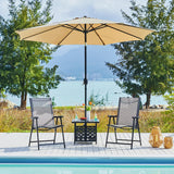 Yaheetech Outdoor Side Table with Umbrella Hole, Outdoor Table Base Metal Patio Side Table Coffee Table End Table for Garden, Pool, Deck - Bircata