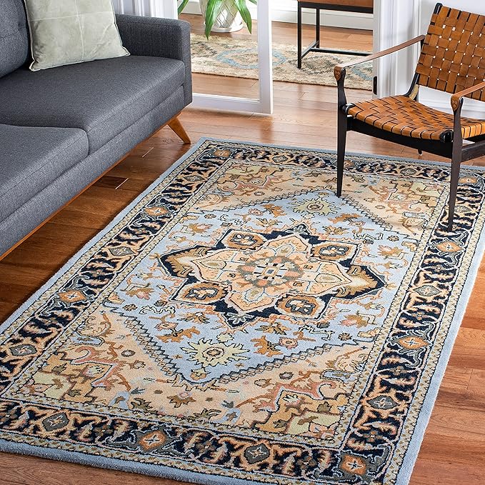 Heritage Collection Area Rug - 5' x 8', Black & Gold, Handmade Traditional