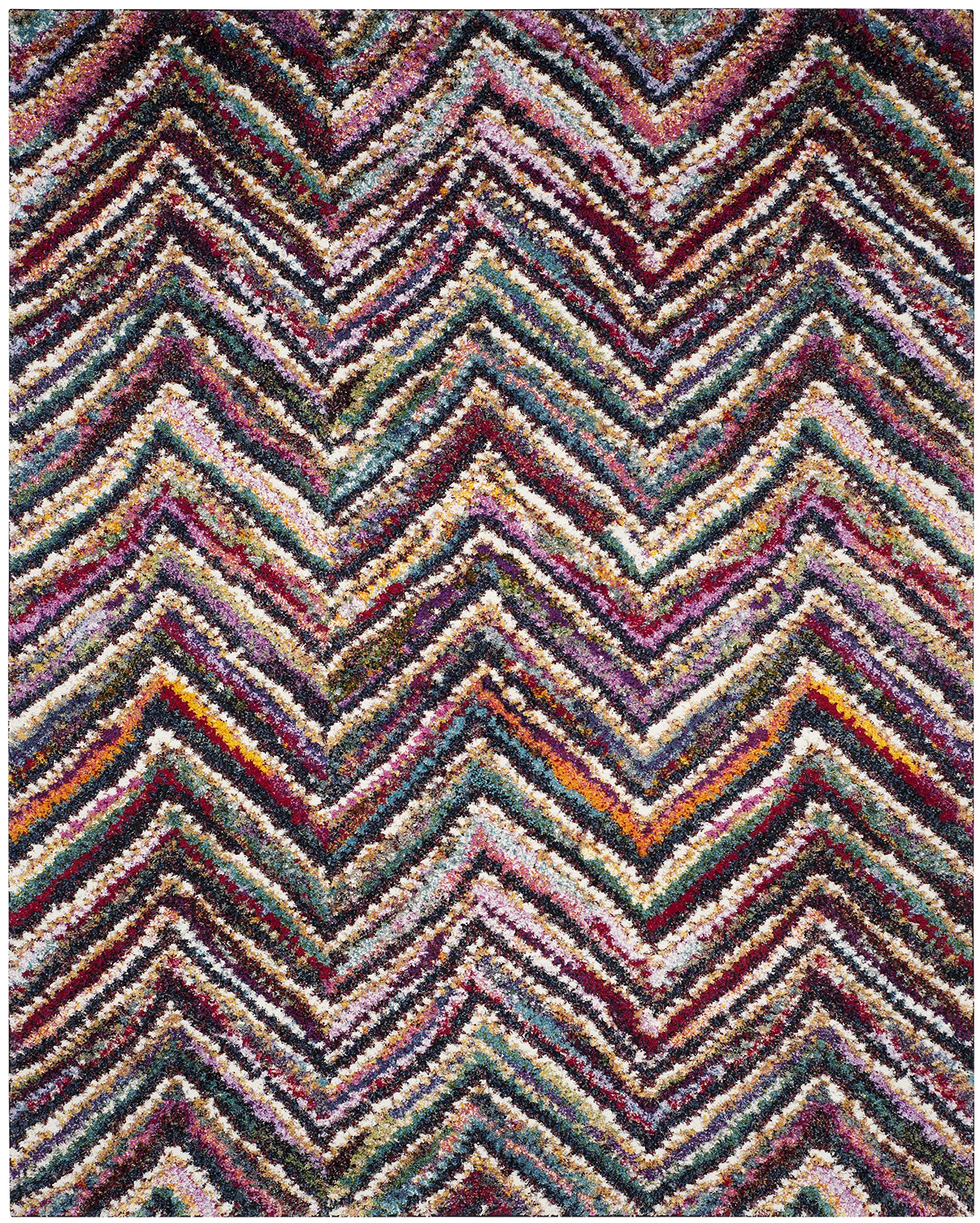 Fiesta Shag Collection 8' x 10' Multi FSG363M Modern Abstract Chevron Non