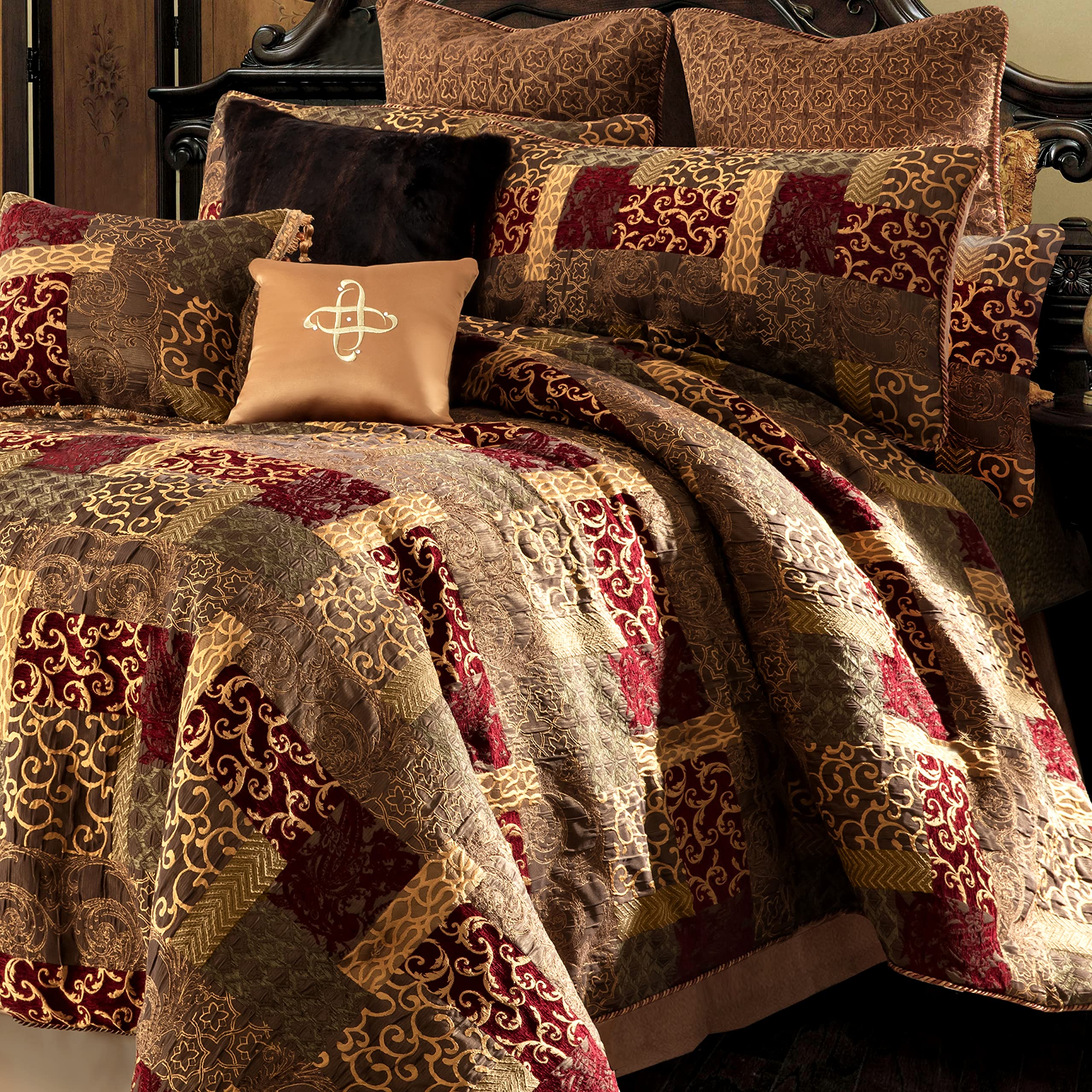 9-Piece Jacquard Luxury Patchwork Comforter Set - King