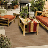 Veranda Woven Tonal Striped Indoor-Outdoor Brown Area  1'9" x 3'9" 2' x 3' Accent