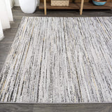 JONATHAN Y SOR200A-8 Loom Modern Strie' Indoor Area-Rug Solid Striped Casual Transitional Easy-Cleaning Bedroom Kitchen Living Room Non Shedding, 8 ft x 10 ft, Gray/Black