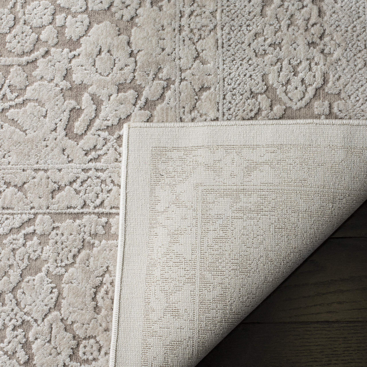 Reflection Collection Area Rug 9x12 - Beige & Cream Non-Shedding Rug