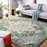 Madison Collection Area Rug - 8' x 10', Orange & Teal, Boho Chic Medallion Distressed