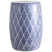 TBL1019A Moroccan Diamonds 18" Ceramic Drum Garden Stool, Coastal, Contemporary, Transitional,