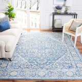 Brentwood Collection Area Rug - 10' x 13', Ivory & Blue, Medallion Distressed Design,