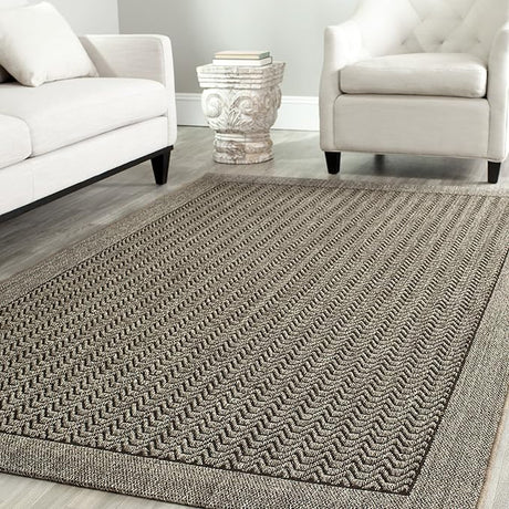 Palm Beach Collection Area Rug - 8' x 11', Silver, Sisal & Jute Design, Ideal for High Traffic