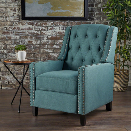 Izaak Tufted Back Fabric Recliner Chair (Dark Teal)