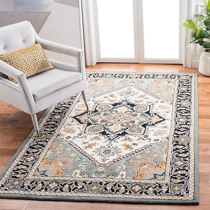 Heritage Collection Area Rug - 5' x 8', Black & Gold, Handmade Traditional