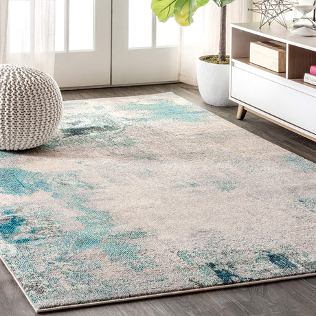 JONATHAN Y CTP104A-3 Contemporary POP Modern Abstract Vintage Indoor Area -rug, Transitional, Bohemian Easy -cleaning,Bedroom,Kitchen,Living Room,Non Shedding, Cream/Blue, 3 X 5